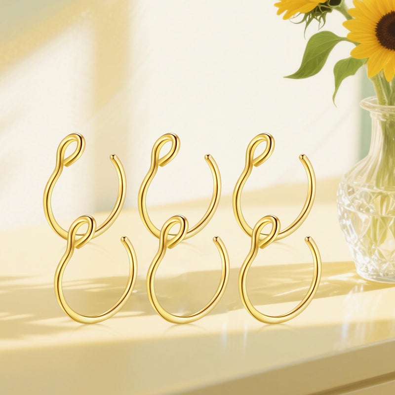 D.Bella Fake Nose Ring 20G Faux Piercing Jewelry 8mm Fake Nose Rings Hoop Non Pierced Lip Septum Set - Image 3